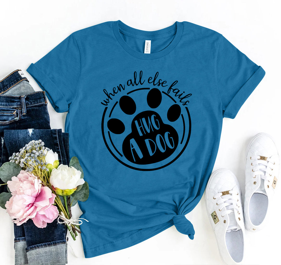 Blue t-shirt with paw print design and &