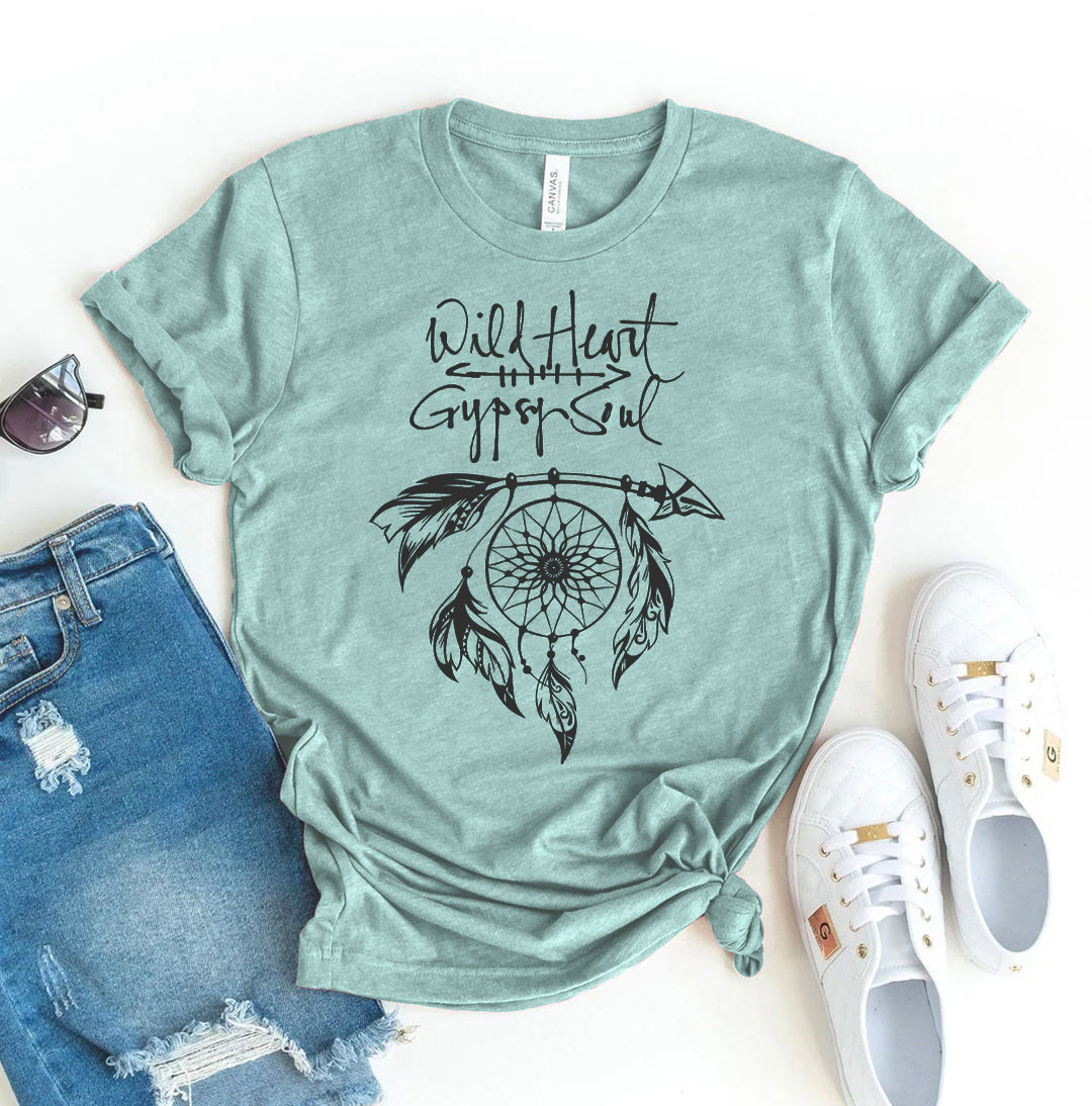 Dusty blue t-shirt with &