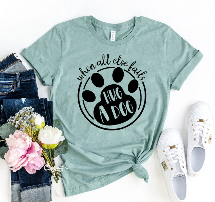 Dusty blue Gray t-shirt with paw print design and &