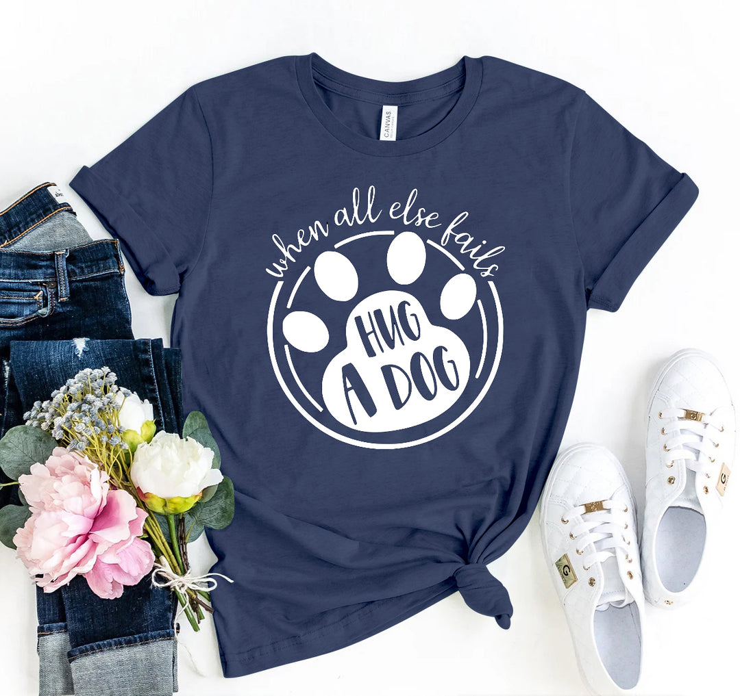 Navy blue t-shirt with paw print design and &