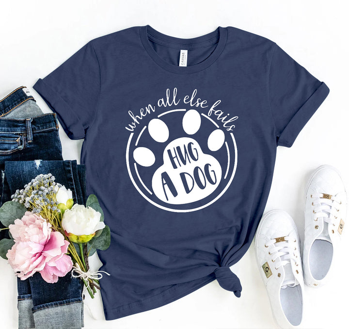 Navy blue t-shirt with paw print design and &