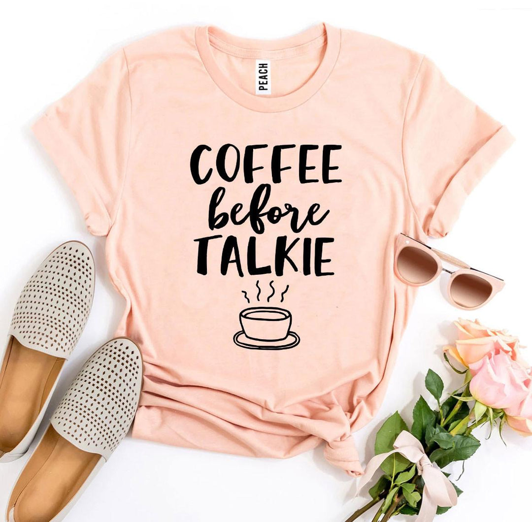 Coffee Before Talkie Graphic Tee - Peach Colour
