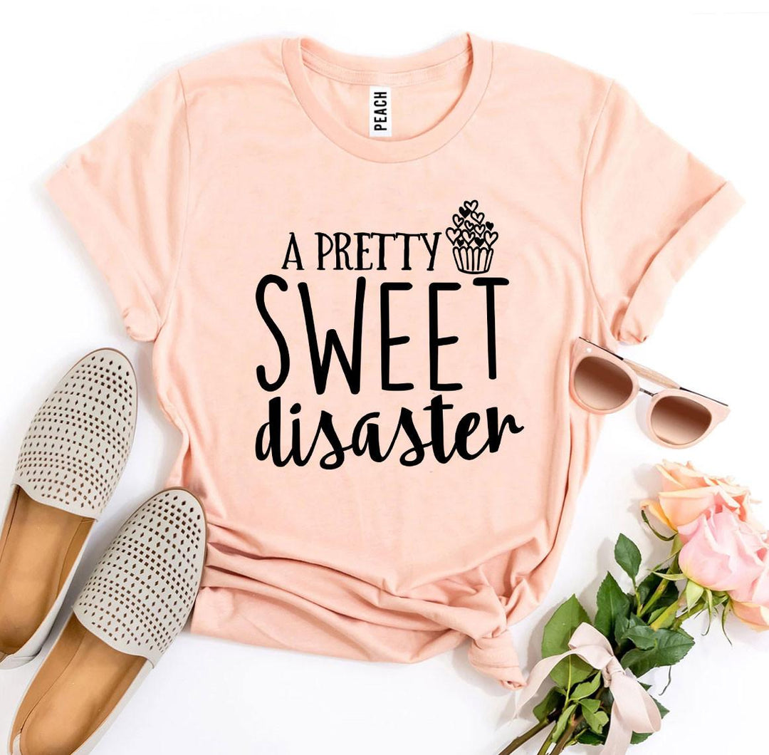 A Pretty Sweet Disaster Graphic Tee -  Peach Colour - WordinWear