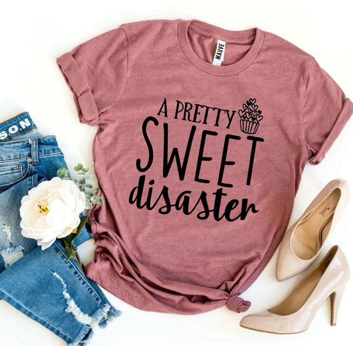 A Pretty Sweet Disaster Graphic Tee -  Mauve Colour - WordinWear