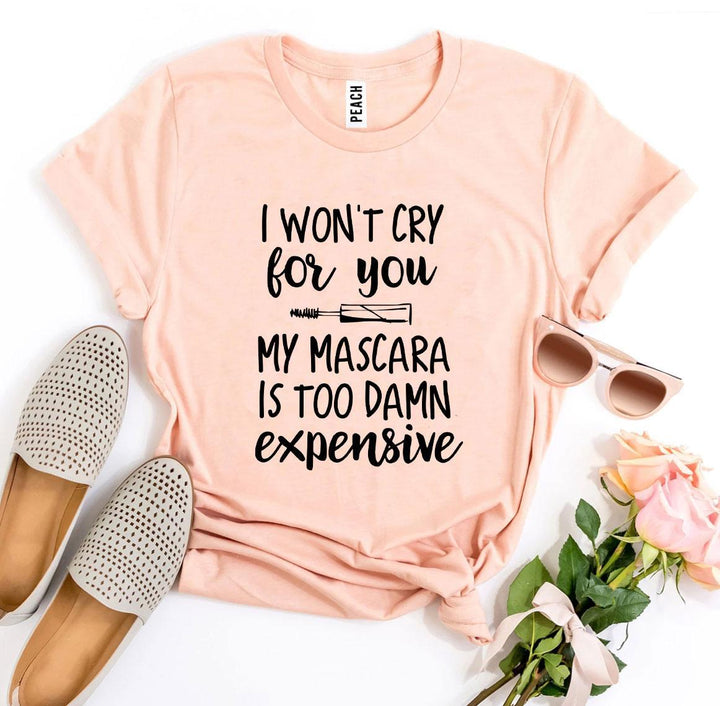 Peach t-shirt with humorous text &