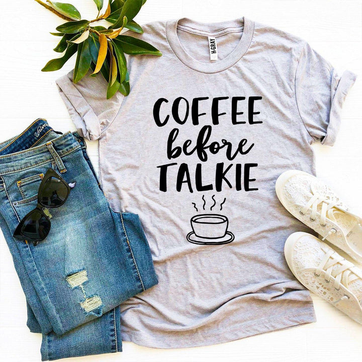 Coffee Before Talkie Graphic Tee - Heather Gray Colour