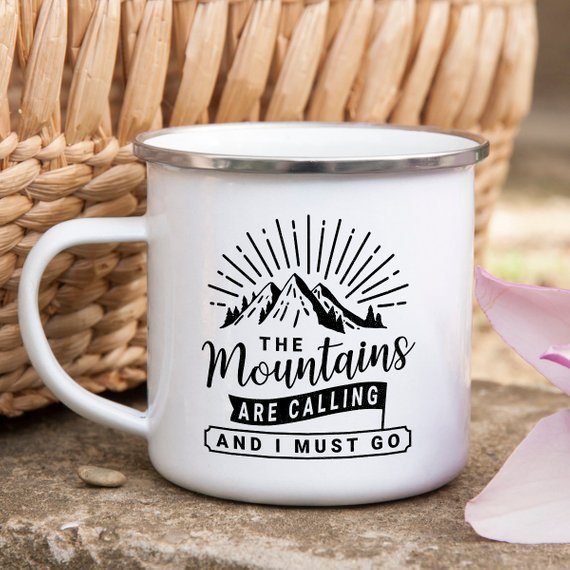 Mug: Mountain Mug Enamel Mug Wanderlust Camping Mug The