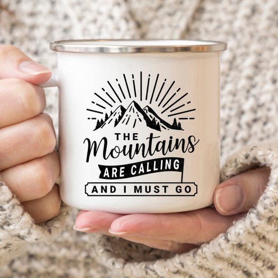 Mug: Mountain Mug Enamel Mug Wanderlust Camping Mug The