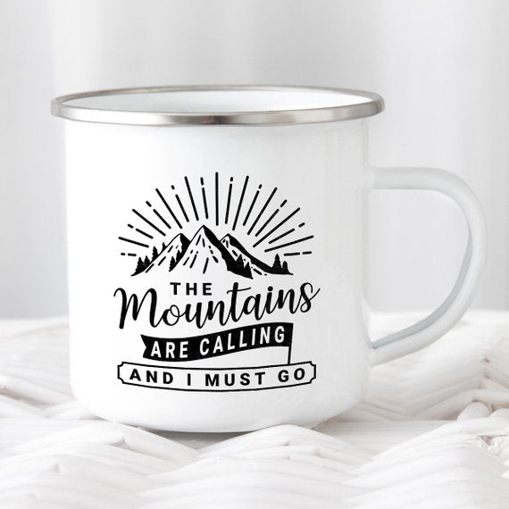 Mug: Mountain Mug Enamel Mug Wanderlust Camping Mug The