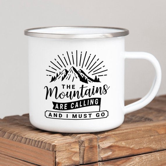 Mug: Mountain Mug Enamel Mug Wanderlust Camping Mug The