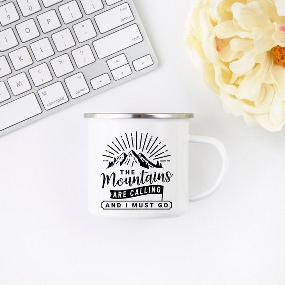 Mug: Mountain Mug Enamel Mug Wanderlust Camping Mug The