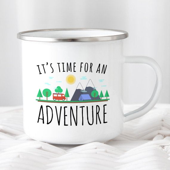 Mug: Adventure Mug Enamel Mug Wanderlust Camping Mug