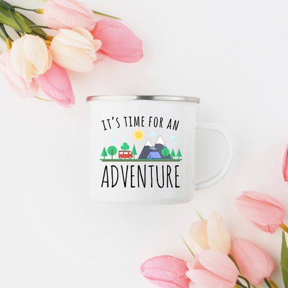 Mug: Adventure Mug Enamel Mug Wanderlust Camping Mug