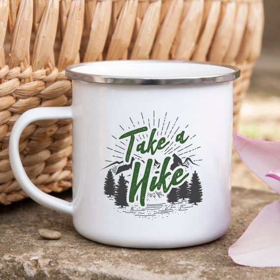 Mug Hiking Gift for Hiker Enamel Mug Wanderlust