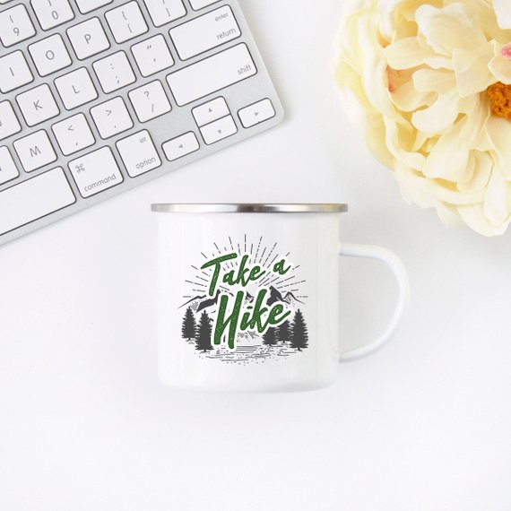 Mug Hiking Gift for Hiker Enamel Mug Wanderlust