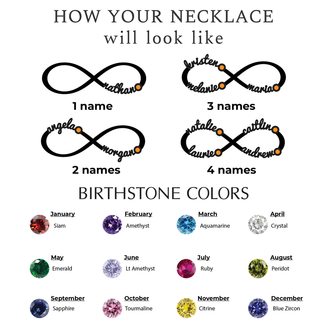 Personalized Infinity Necklace, Mother Necklace with Kids Names